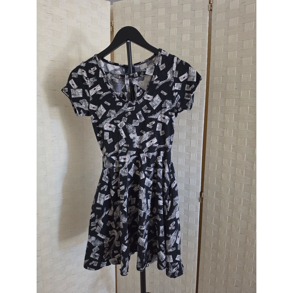 Hot Topic Harry Potter Hedwig Owl Hogwarts Letter Skater Dress Black XS